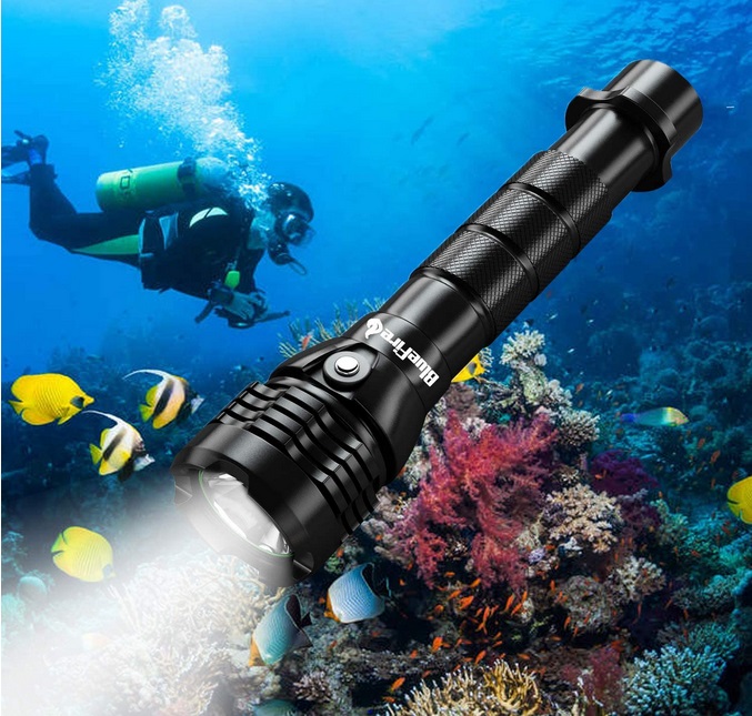 koulate Diving Flashlight 5000 Lumen Portable Underwater 80m Torch Waterproof Super Bright Lamp Light for Outdoor Camping Under Water Sports Charger for Under Water Deep Sea Cave at Nigh