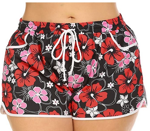 INVOLAND-Womens-Plus-Size-Floral-Print-Beach-Shorts