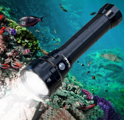 PowerKAN Diving Flashlight with Battery Level Indicator 1300 Lumens Underwater 100m/110yd Scuba Torch Light