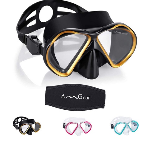 Aoozi Scuba Mask Diving Mask Diving Glasses Mask Snorkel Goggles with Tempered Anti-Fog Lens Glasses with Silicone Skirt Soft Flexible Silicone Strap for Adult Men Women Boys Girls