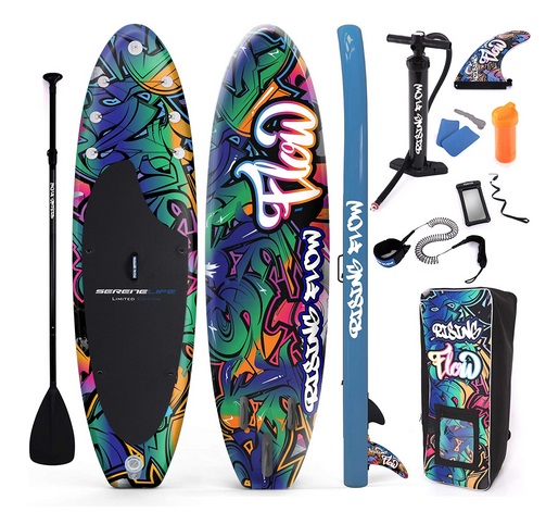 SereneLife Inflatable Stand Up Paddle Board grafitti