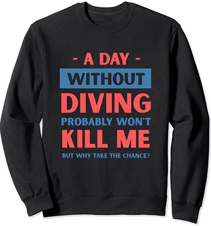 Diver Sweatshirt A day without diving probably won't kill me but why take the chance
