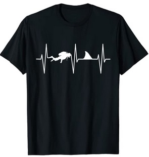 Diver T-Shirt Heart beat shark fin