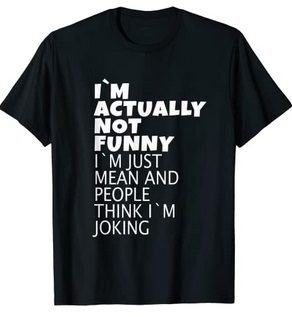 Funny Shirts I'm actually not funny I'm just mean and people think I'm joking