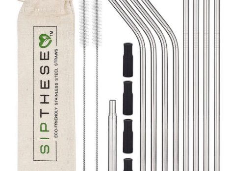 SipThese 8 pc Stainless Steel Straws